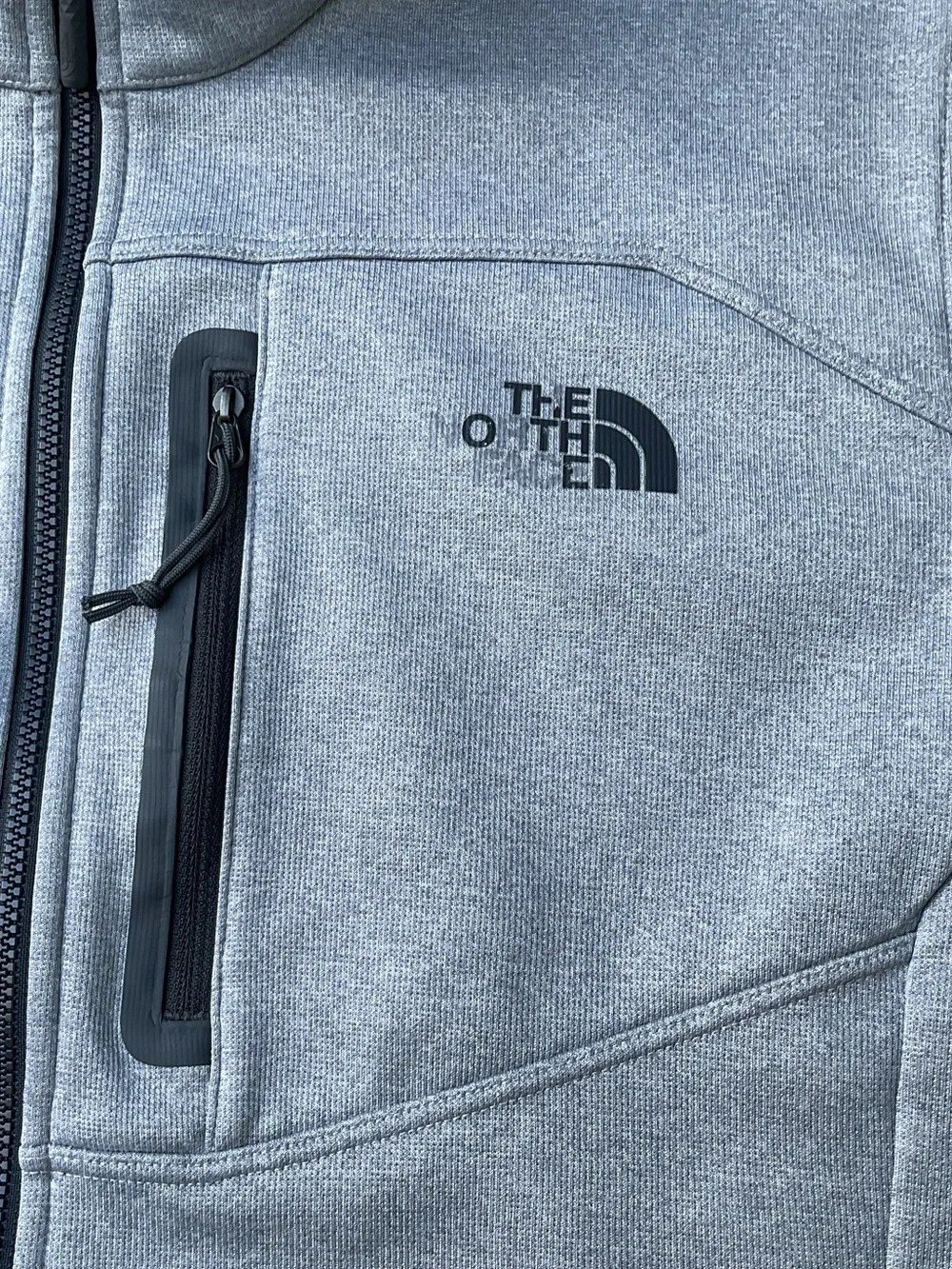 The North Face Light Gray Quarter-Zip Pullover with Black Trim
